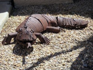 Giant lizard guarding the entrance to the house